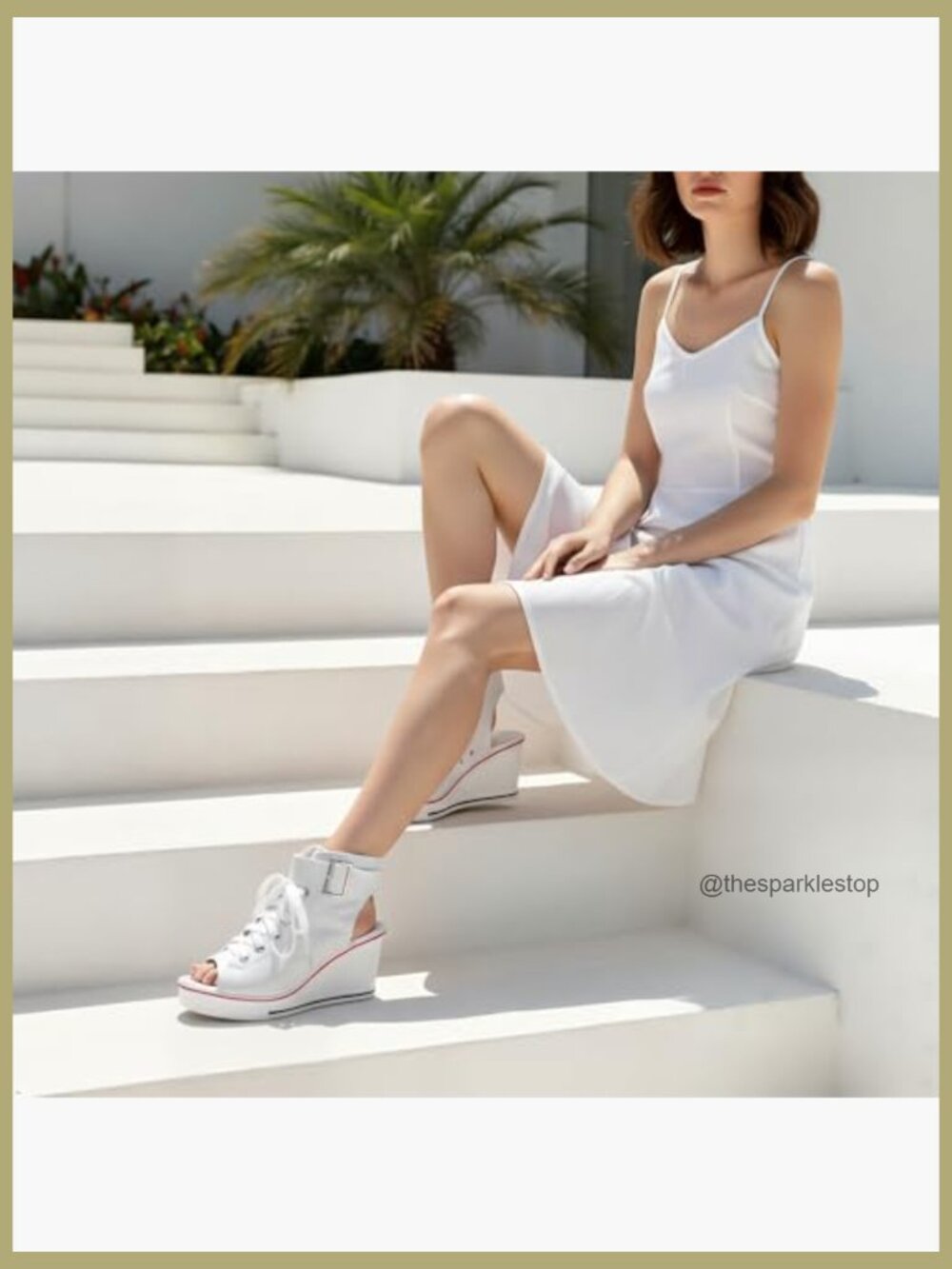 Canvas Peep Toe Wedge Sneakers Side Zipper Lace Up Fashion Walking Shoes - Picture 2 of 7